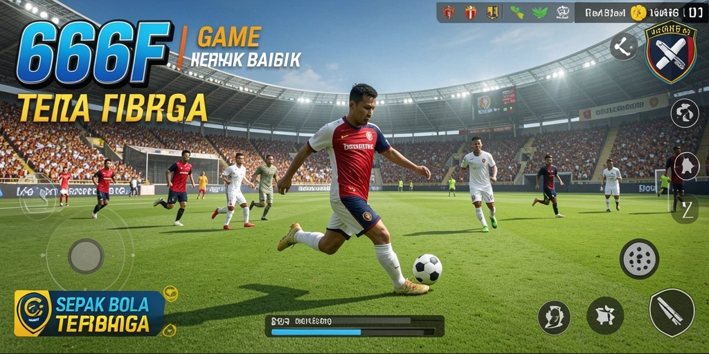 Screenshot 666F menampilkan aksi seru di lapangan dengan pemain yang bergerak dinamis.
