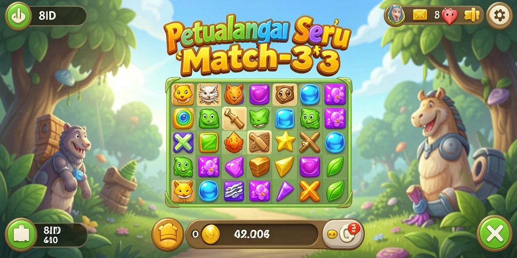 Screenshot utama 8ID menampilkan gameplay Match-3 yang seru.