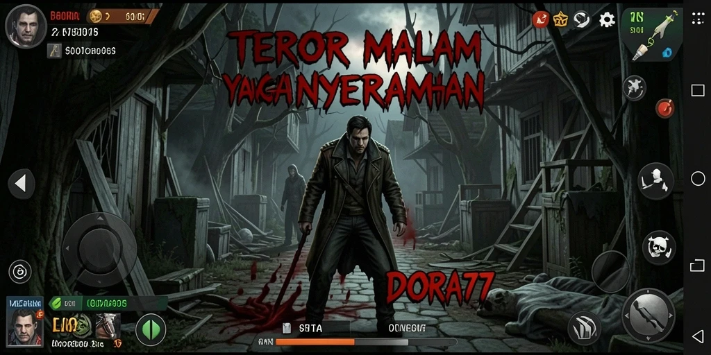 Tampilan gameplay DORA77 yang menegangkan dan menyeramkan.
