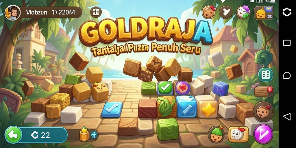 Tampilan gameplay <strong>GOLDRAJA</strong> yang penuh warna dan menantang.
