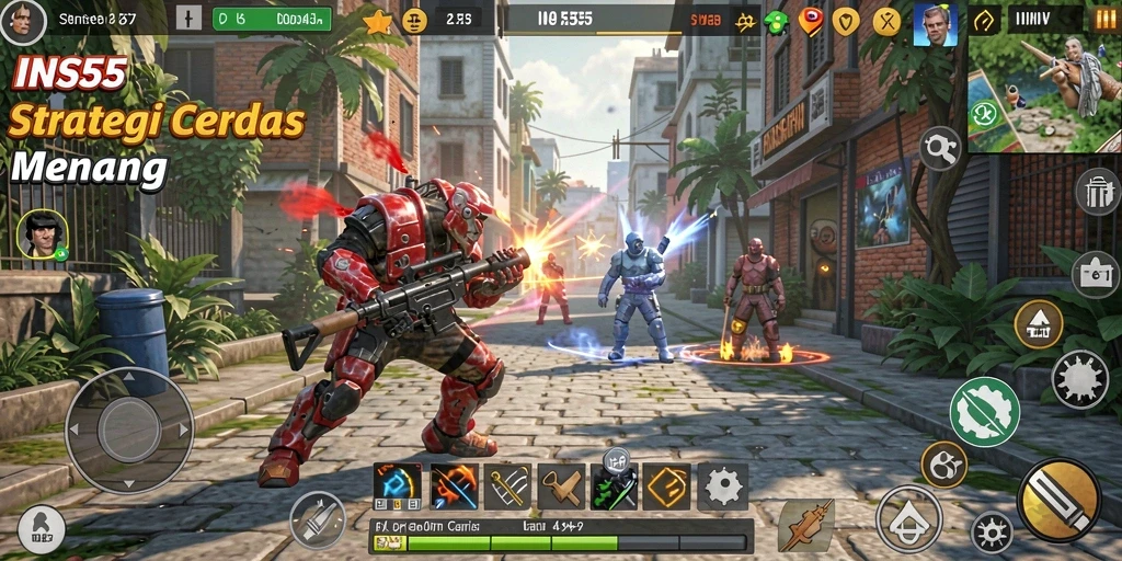 Tangkapan layar menunjukkan intensitas gameplay strategi INS55 yang menegangkan.