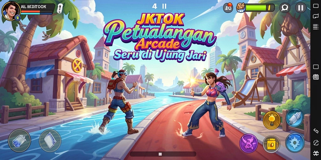 Tampilan permainan JKTOK yang penuh warna dan dinamis.
