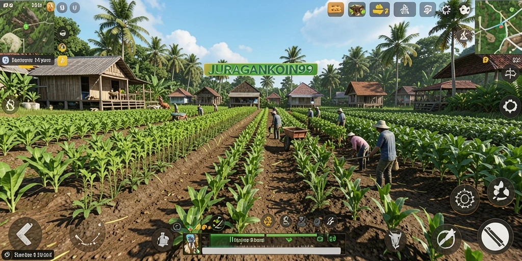 Screenshot gameplay <strong>JURAGANKOIN99</strong> memperlihatkan suasana bertani yang menyenangkan dan mengasyikkan.