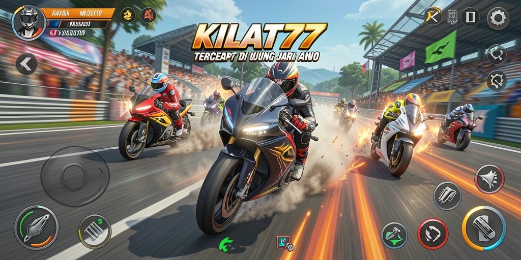 Screenshot KILAT77 menampilkan aksi balapan motor yang mendebarkan.