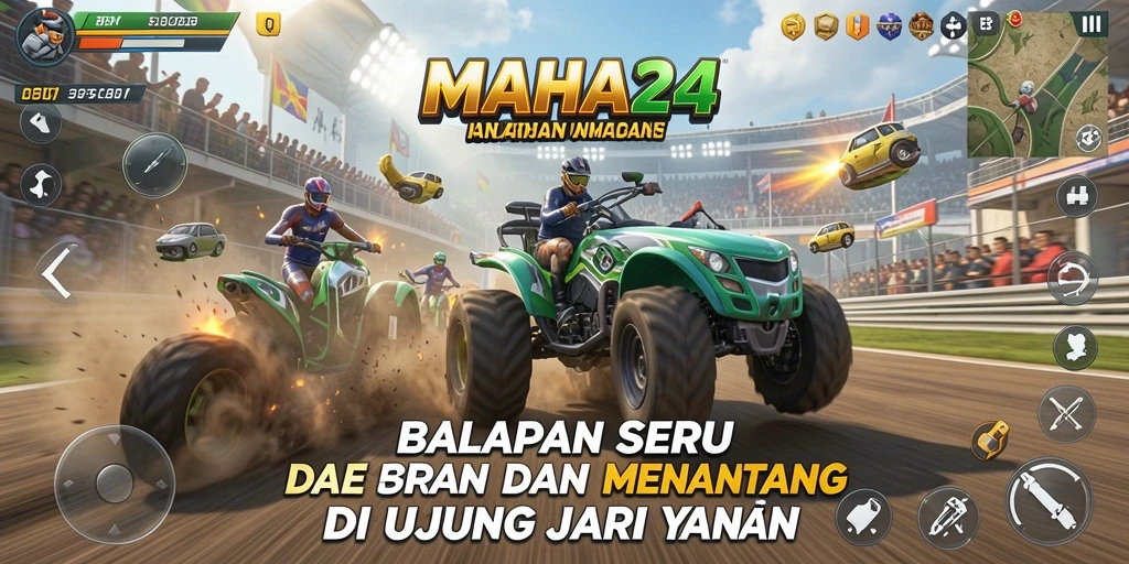 Tampilan gameplay balap yang intens dan menyenangkan di MAHA24.