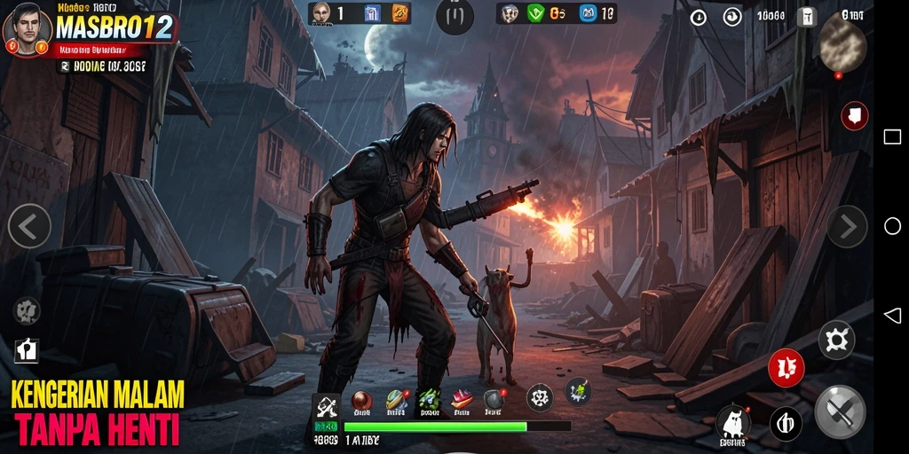 Tampilan gameplay <strong>MASBRO12</strong> yang menegangkan dengan monster mengerikan.